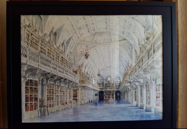 Watercolour painting of Mafra Palace Library | Pintura em aquarela da Biblioteca do Palácio de Mafra